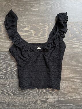 Target Black Ruffled Crop Tank Top